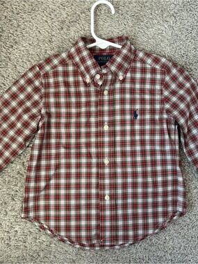 Polo by Ralph Lauren Red, Green & White Plaid Button-Down Shirt - Kids